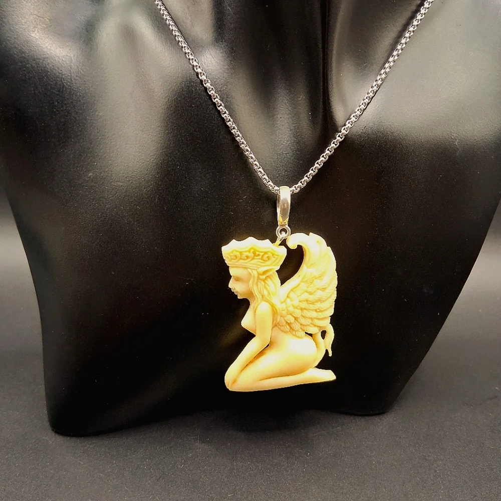 🔥Balinese Hand Carved Pendant on 24 Inch Stainless Steel Chain